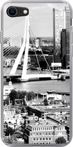 Geschikt voor iPhone SE 2020 hoesje - Rotterdam - Skyline - Zwart - Wit - Siliconen Telefoonhoesje