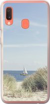 Geschikt voor Samsung Galaxy A20e hoesje - Noordzee - Duinen - Boot - Siliconen Telefoonhoesje