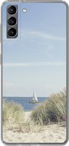 Geschikt voor Samsung Galaxy S21 Plus hoesje - Noordzee - Duinen - Boot - Siliconen Telefoonhoesje