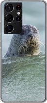 Geschikt voor Samsung Galaxy S21 Ultra hoesje - Noordzee - Zeehond - Water - Siliconen Telefoonhoesje