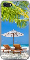 Coque iPhone SE 2020 - Palmier - Chaise de plage - Parasol - Coque de téléphone en Siliconen