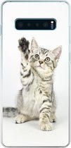 Geschikt voor Samsung Galaxy S10 Lite hoesje - Kitten - Poot - Wit - Meisjes - Kinderen - Jongens - Kind - Siliconen Telefoonhoesje