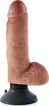 7 Inch Vibrating Cock with Balls- Tan - Realistic Dildos