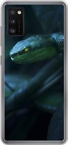 Geschikt voor Samsung Galaxy A41 hoesje - Slang - Macro - Hout - Siliconen Telefoonhoesje