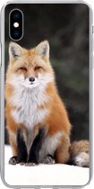 Telefoonhoesje Geschikt voor iPhone Xs hoesje - Vos - Sneeuw - Rood - Siliconen Telefoonhoesje