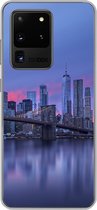 Geschikt voor Samsung Galaxy S20 Ultra hoesje - New York achter de Brooklyn Bridge - Siliconen Telefoonhoesje