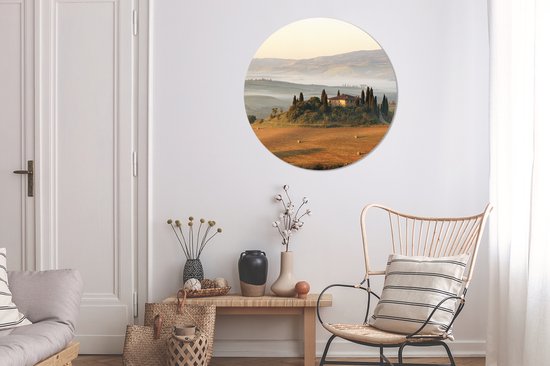 Cercle mural - Cercle mural - Toscane - Paysage - Italie - Aluminium - ⌀ 90 cm - Intérieur et extérieur