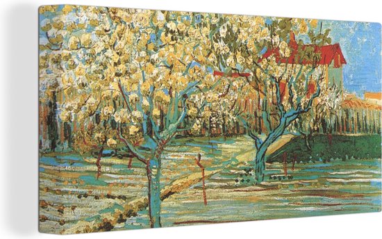 Canvas schilderij 160x80 cm - Wanddecoratie Boomgaard in bloei - Vincent van Gogh - Muurdecoratie woonkamer - Slaapkamer decoratie - Kamer accessoires - Schilderijen