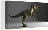 Canvas schilderij 160x80 cm - Wanddecoratie Velociraptor - Dinosaurus - Grijs - Muurdecoratie woonkamer - Slaapkamer decoratie - Kamer accessoires - Schilderijen