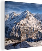 Canvas Schilderij Zwitserse Eiger met uitzicht op de Mönch en Jungfrau - 90x90 cm - Wanddecoratie