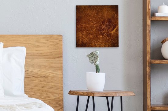 Tableau sur Cuir - Aspect Cuir - Marron - Oranje - 20x20 cm - Décoration murale