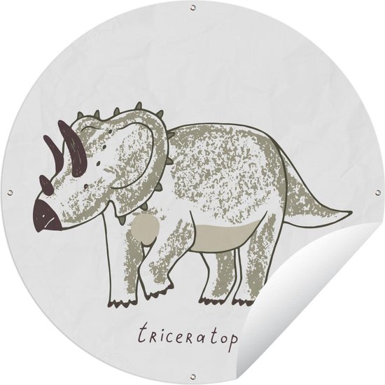 Tuincirkel Kinderkamer - Triceratops - Dinosaurus - Jongens - Meisjes - Kids - 60x60 cm - Ronde Tuinposter - Buiten