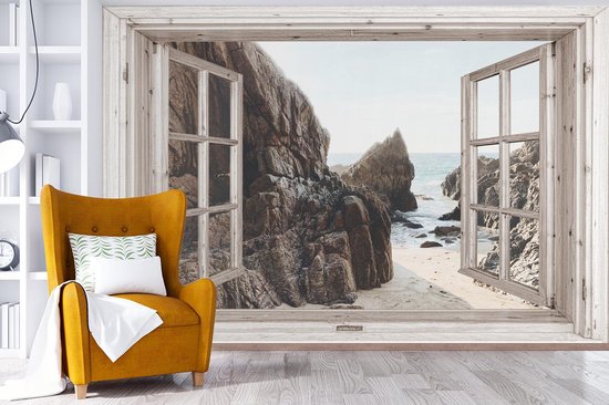 Papier peint - Papier peint photo murale Transparente - Plage - Mer - Largeur 525 cm x hauteur 350 cm