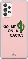 Samsung A52s hoesje siliconen - Go sit on a cactus | Samsung Galaxy A52s case | Roze | TPU backcover transparant