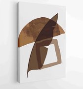Botanische muur kunst vector set. Earth tone boho gebladerte lijntekeningen tekenen met abstracte vorm. 3 - Moderne schilderijen – Verticaal – 1881805147 - 50*40 Vertical