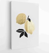 Handgetekend tropisch fruit met gouden en aquarel textuur 2 - Moderne schilderijen – Verticaal – 1912866991 - 50*40 Vertical