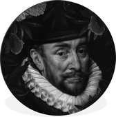 WallCircle - Wall Circle - Wall Circle - Portrait de Willem Ier - Adriaen Thomasz - Zwart - Wit - Aluminium - Dibond - 60x60 cm - Intérieur et Extérieur