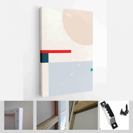 Set van abstracte geometrische kunst aan de muur. Halverwege de eeuw illustratie in minimalistische stijl voor wanddecoratie achtergrond - moderne kunst canvas - verticaal - 1875455965