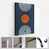 Set van abstracte zwarte handgeschilderde illustraties voor briefkaart, Social Media Banner, Brochure Cover Design of wanddecoratie achtergrond - moderne kunst Canvas - verticaal -