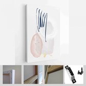 Teal en perzik abstracte aquarel composities. Set van zachte kleur schilderij kunst aan de muur voor huisdecoratie of uitnodigingen - Modern Art Canvas - Verticaal - 1965185299