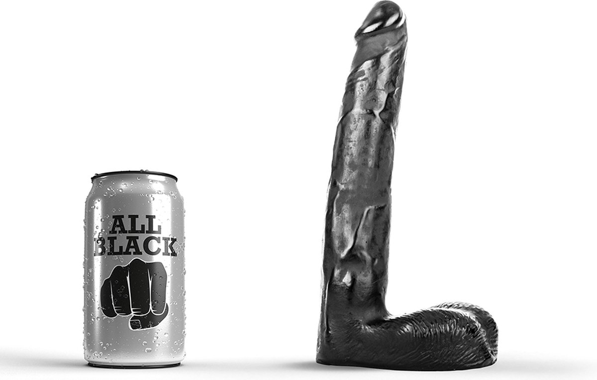 Goedkoopste All Black Zwarte realistische dildo - 21 cm