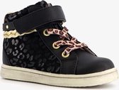 TwoDay hoge meisjes sneakers met luipaardprint - Zwart - Maat 25 - Echt leer - Uitneembare zool