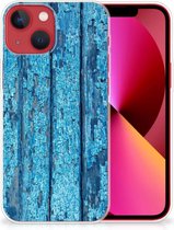 Backcase Siliconen Hoesje Geschikt voor iPhone 13 Telefoonhoesje Wood Blue