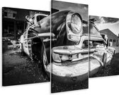 Schilderij - Amerikaanse oldtimer in zwart en wit, 3 luik, premium print