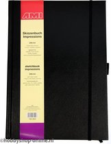 Schetsboek - Tekenboek - Harde kaft - Met Elastiek - Zwart - A4 - 110gr - 80blz - Impressions - AMI