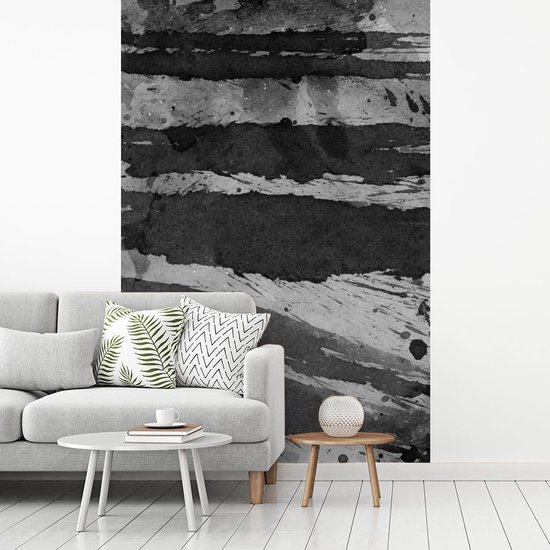 Œuvre abstraite à l'aquarelle et nuances de gris 160x240 cm