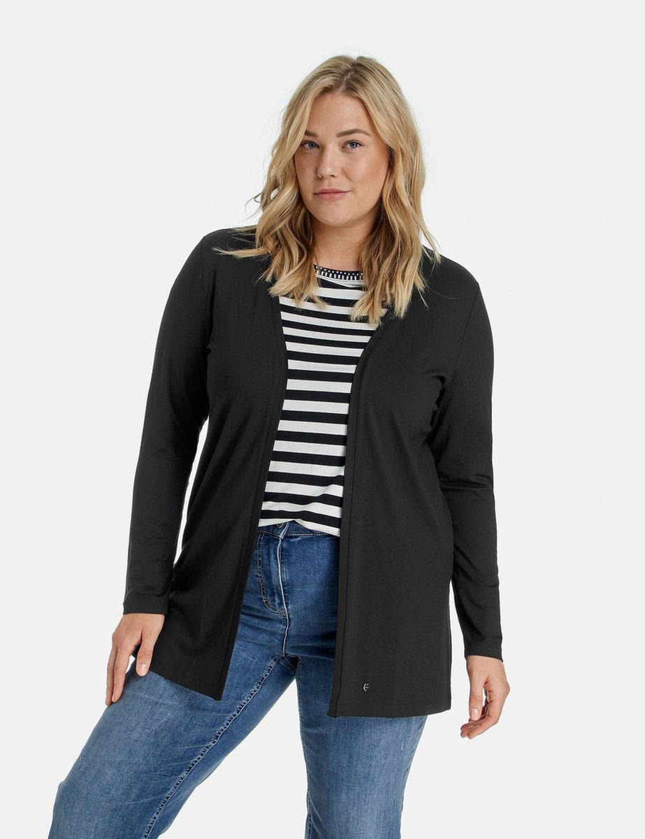 SAMOON Dames Open vest Schwarz-40