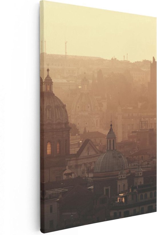 Artaza Canvas Schilderij Rome Stad bij Zonsopgang - 20x30 - Klein - Foto Op Canvas - Canvas Print