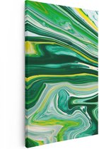 Artaza Canvas Schilderij Abstracte Kunst - Groen met Gele Verf - 40x60 - Poster Foto op Canvas - Canvas Print