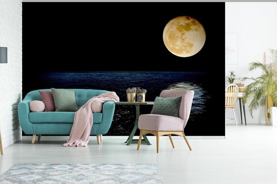 Papier peint - Papier peint photo Lune - Mer - Nuit - Largeur 525 cm x hauteur 350 cm