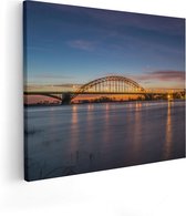 Artaza Canvas Schilderij Waalbrug in Nijmegen  - 50x40 - Foto Op Canvas - Canvas Print