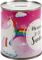Pincello Spaarpot Unicorn 10 X 11,5 X 10 Cm Staal Roze