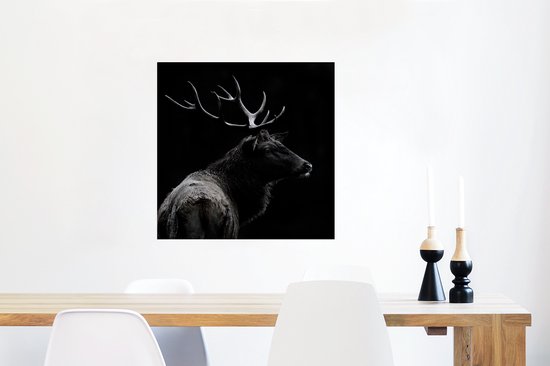 Poster Cerf - Zwart - Wit - Bois - 50x50 cm