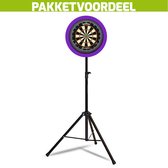 Mobiele Dartbaan VoordeelPakket + Winmau Blade 6 + Dartbordverlichting Basic (Paars)
