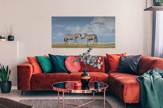 Poster photo Zèbres amoureux 90x60 cm - Tirage photo sur Poster (décoration murale salon / chambre) / Poster Animaux