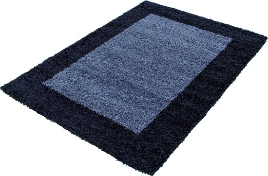 Tapijtenloods Basic Shaggy Kader vloerkleed Blauw Hoogpolig- 300x400 CM