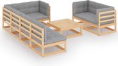 Decoways - 8-delige Loungeset met kussens massief grenenhout