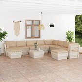 Decoways - 11-delige Loungeset met kussens pallet vurenhout