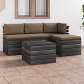 Decoways - 5-delige Loungeset met kussens pallet massief grenenhout