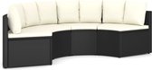 4-delige Loungeset met kussens poly rattan zwart