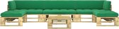 Decoways - 6-delige Loungeset pallet met kussens groen geïmpregneerd hout