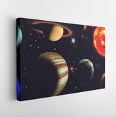 Zonnestelsel De zon en negen planeten van ons systeem in een baan om de aarde Elementen van deze afbeelding geleverd door NASA - Modern Art Canvas - Horizontaal - 197310830 - 80*60