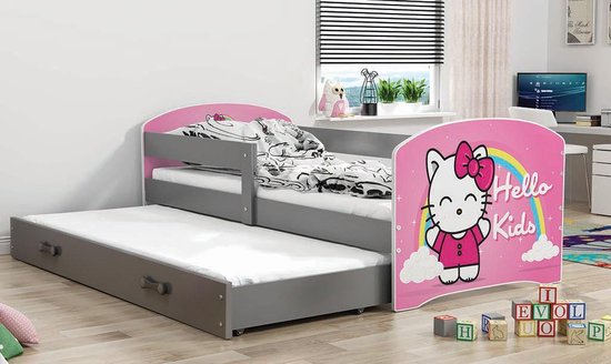 Lit enfant avec lit gigogne 80x160 cm - Lit Hello Kitty - Testé TÜV |  bol.com