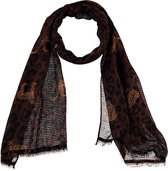 Sarlini | Lange bruine dames sjaal met panter | Safari