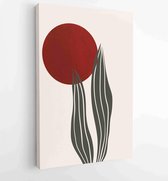 Botanische muur kunst vector set. Earth tone boho gebladerte lijntekeningen tekenen met abstracte vorm. 3 - Moderne schilderijen – Verticaal – 1870931368 - 80*60 Vertical