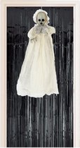 Halloween - Horror decoratie pakket hangende baby geest pop met zwart deurgordijn - Halloween thema versiering